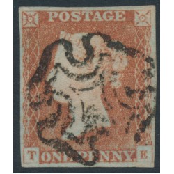 GREAT BRITAIN - 1841 1d red-brown QV, plate 17, check letters TE, used – SG # 8