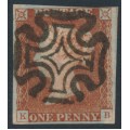 GREAT BRITAIN - 1841 1d red-brown QV, plate 21, check letters KB, used – SG # 8l (BS10ba)