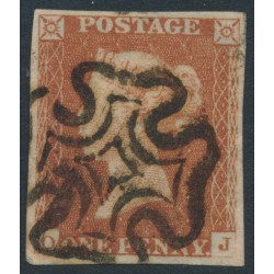 GREAT BRITAIN - 1841 1d red-brown QV, plate 21, check letters OJ, used – SG # 8l (BS10ba)