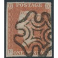 GREAT BRITAIN - 1841 1d red-brown QV, plate 22, check letters HJ, used – SG # 8l (BS11d)