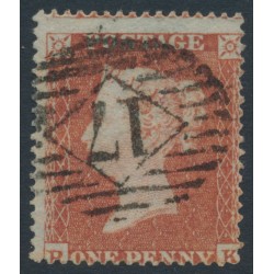 GREAT BRITAIN - 1854 1d red-brown QV, plate 201, check letters RF, used – SG # 17 (C1)