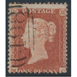 GREAT BRITAIN - 1854 1d red-brown QV, plate R2, check letters MC, used – SG # 22 (C2)