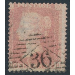 GREAT BRITAIN - 1856 1d pale rose QV, plate 44, GB, inverted watermark, used – SG # 38Wi (C9Ah)
