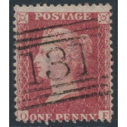 GREAT BRITAIN - 1857 1d red QV, plate 56, check letters OF, used – SG # 40 (C10)