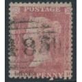 GREAT BRITAIN - 1857 1d red QV, plate 57, OF, inverted watermark, used – SG # 40Wi (C10e)