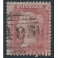 GREAT BRITAIN - 1857 1d red QV, plate 57, OF, inverted watermark, used – SG # 40Wi (C10e)