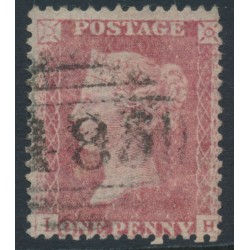 GREAT BRITAIN - 1857 1d red QV, plate 57, OF, inverted watermark, used – SG # 40Wi (C10e)