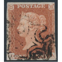 GREAT BRITAIN - 1841 1d red-brown QV, plate 13, check letters DA, used – SG # 8l (BS2c)