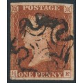 GREAT BRITAIN - 1841 1d red-brown QV, plate 15, check letters HE, used – SG # 8l 