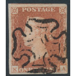 GREAT BRITAIN - 1841 1d red-brown QV, plate 19, check letters KA, used – SG # 8l