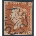 GREAT BRITAIN - 1841 1d red-brown QV, plate 22, check letters DA, used – SG # 8l