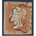 GREAT BRITAIN - 1842 1d red-brown QV, plate 24, check letters EH, used – SG # 8l