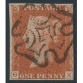 GREAT BRITAIN - 1843 1d red-brown QV, plate 39, check letters GK, used – SG # 8l