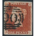 GREAT BRITAIN - 1844 1d red-brown QV, plate 42, check letters BC, used – SG # 8
