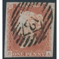 GREAT BRITAIN - 1846 1d red-brown QV, plate 68, check letters DA, used – SG # 8