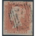 GREAT BRITAIN - 1846 1d red-brown QV, plate 72, check letters DA, used – SG # 8