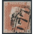 GREAT BRITAIN - 1847 1d red-brown QV, plate 74, check letters DK, used – SG # 8