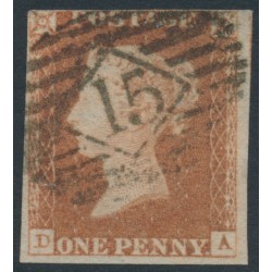 GREAT BRITAIN - 1847 1d red-brown QV, plate 76, check letters DA, used – SG # 8