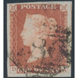 GREAT BRITAIN - 1848 1d red-brown QV, plate 78, check letters DA, used – SG # 8