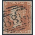 GREAT BRITAIN - 1848 1d red-brown QV, plate 81, check letters DB, used – SG # 8