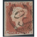 GREAT BRITAIN - 1848 1d red-brown QV, plate 81, check letters KI, used – SG # 8