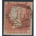 GREAT BRITAIN - 1848 1d red-brown QV, plate 87, check letters DA, used – SG # 8