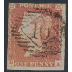 GREAT BRITAIN - 1848 1d red-brown QV, plate 87, check letters DA, used – SG # 8