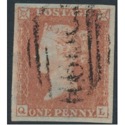 GREAT BRITAIN - 1852 1d red-brown QV, plate 132, check letters QL, used – SG # 8