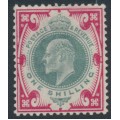 GREAT BRITAIN - 1905 1/- dull green/carmine KEVII definitive, MH – SG # 257a