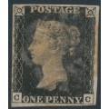 GREAT BRITAIN - 1840 1d black QV (penny black), plate 6, check letters CC, used – SG # 2 (AS41)