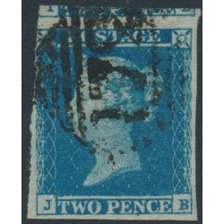 GREAT BRITAIN - 1849 2d blue QV, imperforate, plate 4, check letters JB, used – SG # 14