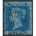 GREAT BRITAIN - 1855 2d blue Queen Victoria, perf. 14, plate 5, check letters JD, used – SG # 34