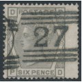 GREAT BRITAIN - 1876 6d grey QV, Spray of Rose watermark, plate 15, used – SG # 147