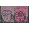 GREAT BRITAIN - 1905 2/6 purple & 5/- carmine KEVII with private perfin, used – SG # 262 + 264