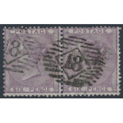 GREAT BRITAIN - 1856 6d lilac QV, Emblems watermark, pair, used – SG # 68