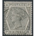GREAT BRITAIN - 1880 6d grey QV, Spray of Rose watermark, plate 17, used – SG # 147