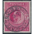 GREAT BRITAIN - 1902 5/- deep bright carmine King Edward VII, used – SG # 264