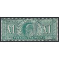 GREAT BRITAIN - 1902 £1 dull blue-green KEVII definitive, used – SG # 266