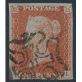 GREAT BRITAIN - 1843 1d red-brown QV, plate 39, IL, '11' Maltese Cross cancel – SG # 8uk