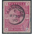 GREAT BRITAIN - 1883 5/- rose QV, anchor watermark, used – SG # 180