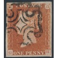 GREAT BRITAIN - 1841 1d red-brown QV, plate 20, check letters GH, used – SG # 8l