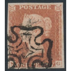 GREAT BRITAIN - 1842 1d red-brown QV, plate 25, check letters NG, used – SG # 8l