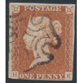 GREAT BRITAIN - 1842 1d red-brown QV, plate 27, check letters HK, used – SG # 8l