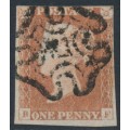 GREAT BRITAIN - 1843 1d red-brown QV, plate 35, check letters BF, used – SG # 8l