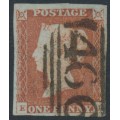 GREAT BRITAIN - 1848 1d red-brown QV, plate 80, check letters EJ, used – SG # 8