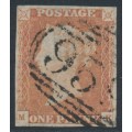 GREAT BRITAIN - 1848 1d red-brown QV, plate 84, check letters MK, used – SG # 8