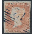GREAT BRITAIN - 1851 1d red-brown QV, plate 120, check letters EL, blue cancel, used – SG # 8 (BS91xb)