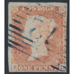 GREAT BRITAIN - 1851 1d red-brown QV, plate 120, check letters EL, blue cancel, used – SG # 8 (BS91xb)