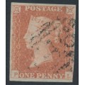 GREAT BRITAIN - 1851 1d red-brown QV, plate 121, check letters PL, used – SG # 8