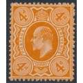 GREAT BRITAIN - 1911 4d bright orange KEVII, perf. 15:14, MH – SG # 286